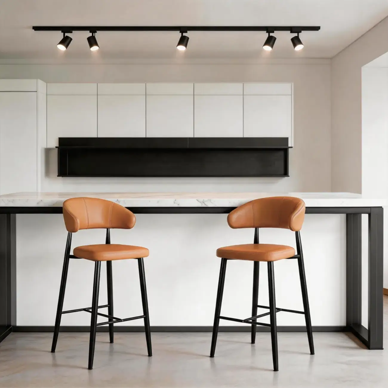 Modern Faux Leather Counter Height Bar Stool with Curved Back Image - 16 | homeyfad