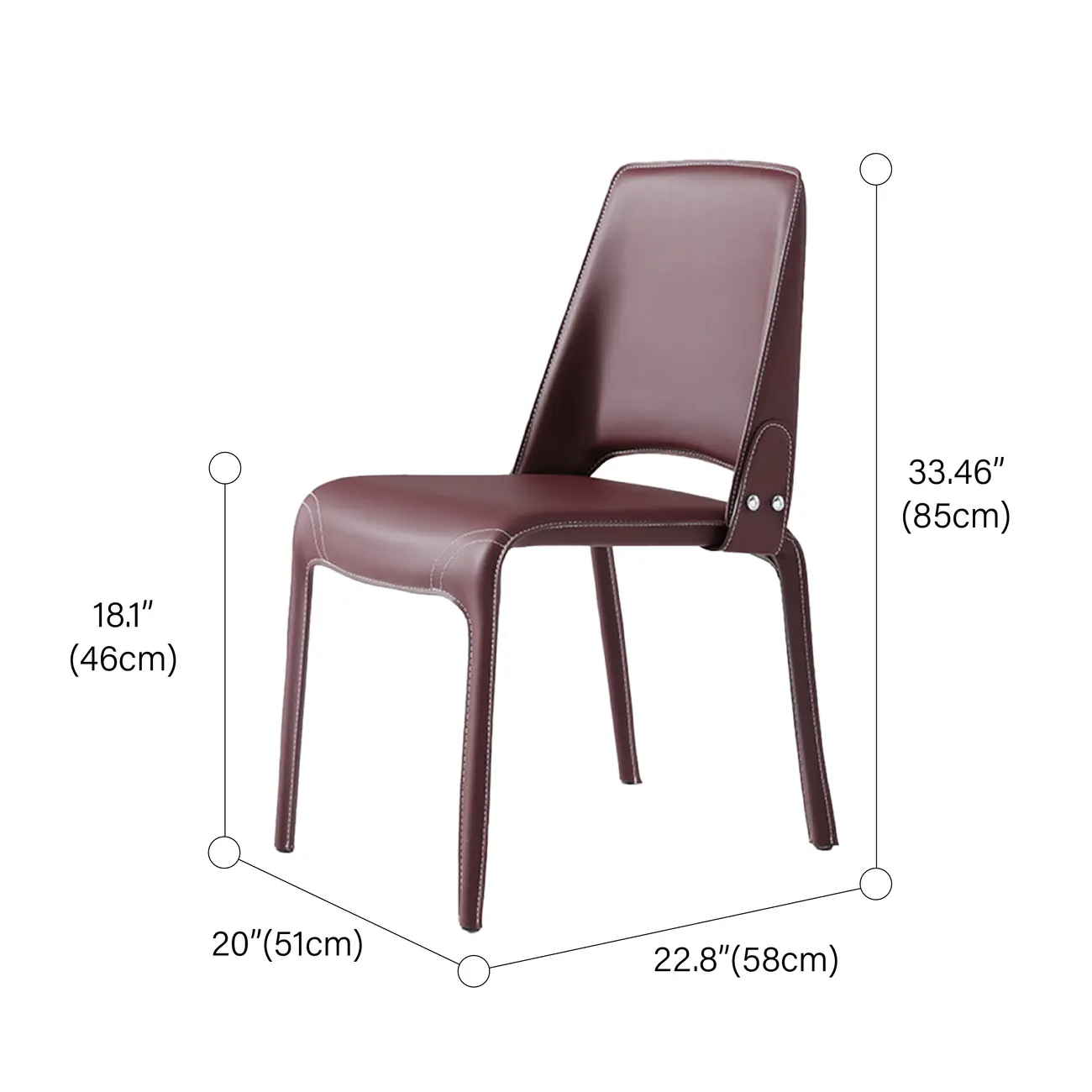 Sleek Modern Open Curved Back Faux Leather Dining Chairs Set Of 2 #size | homeyfad