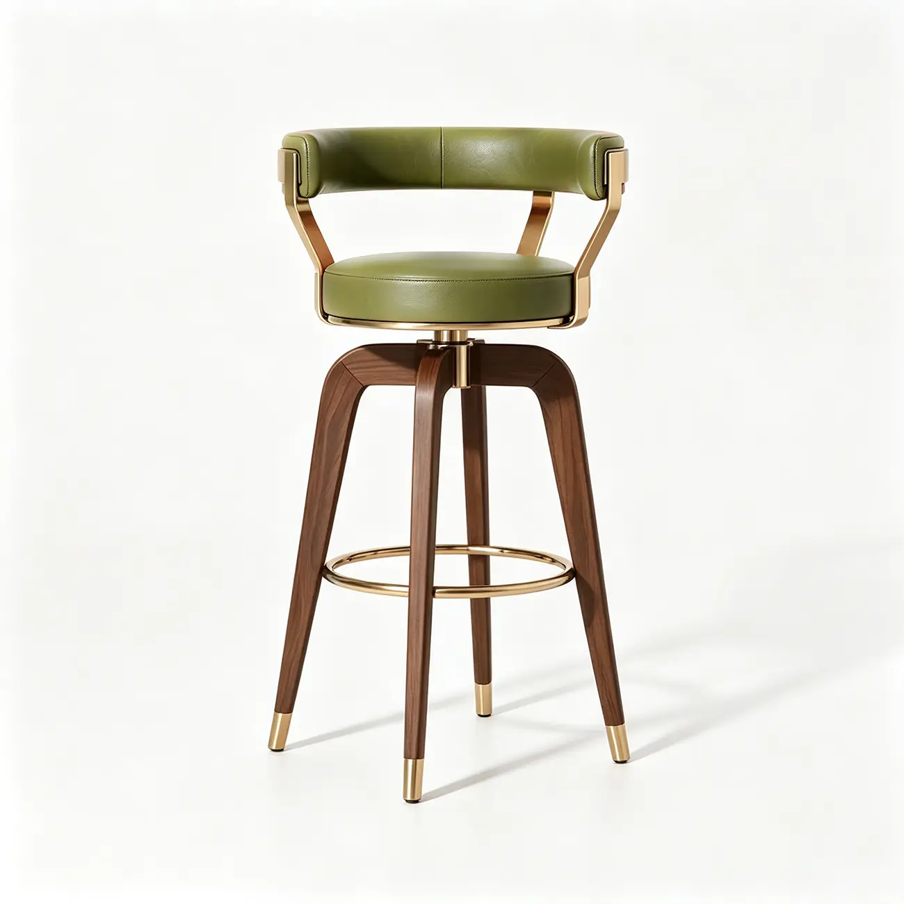 Swivel Mid Century Modern Counter Height Leather Bar Stools Image - 18 | homeyfad