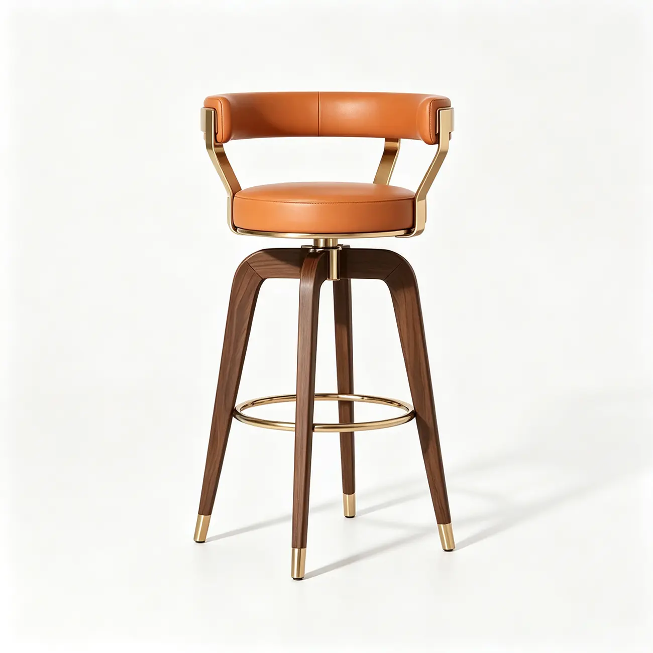 Swivel Mid Century Modern Counter Height Leather Bar Stools Image - 19 | homeyfad