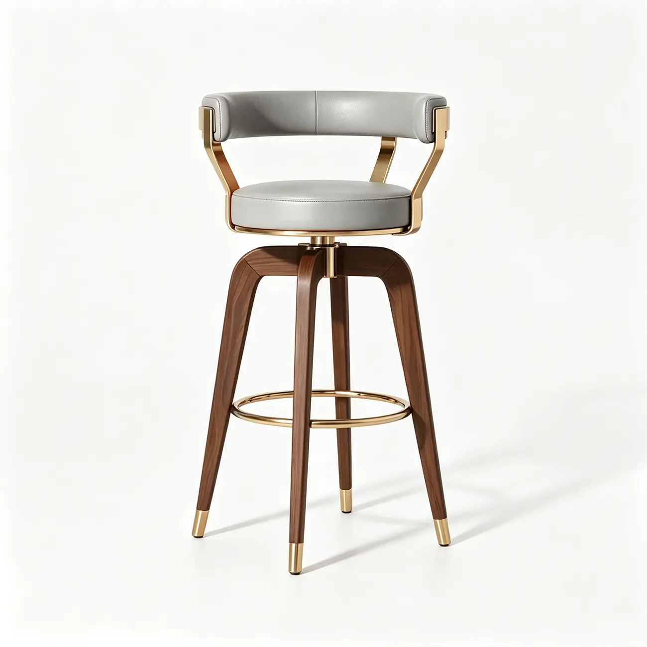 Swivel Mid Century Modern Counter Height Leather Bar Stools Image - 20 | homeyfad