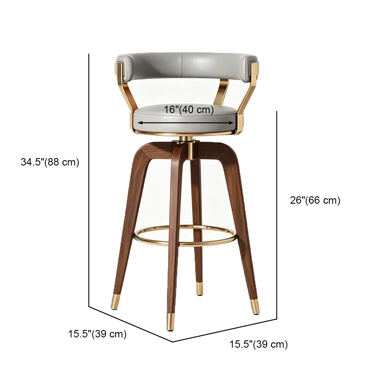 Swivel Mid Century Modern Counter Height Leather Bar Stools #size | homeyfad