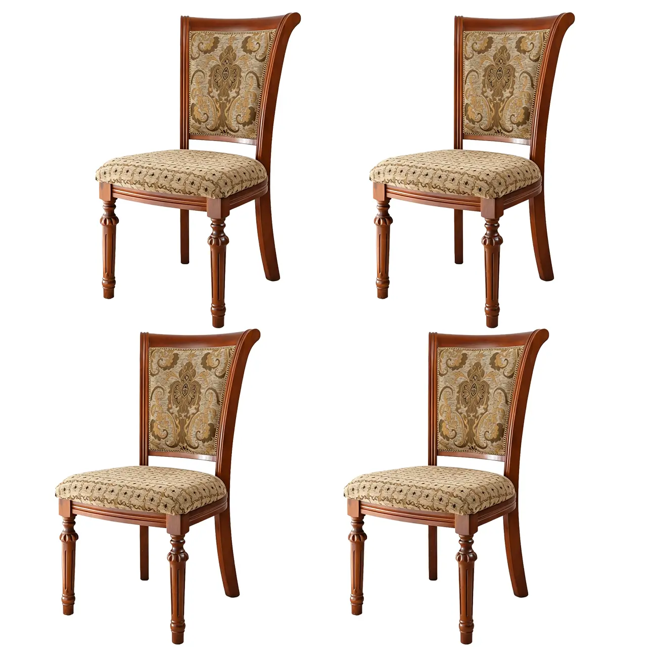 American Vintage Carved Solid Wood Dining Chair with Upholstered Backrest Image - 13 | homeyfad
