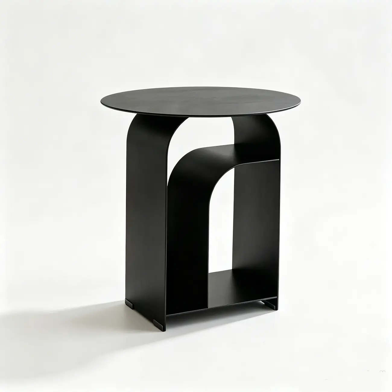 Industrial Narrow White Metal Bedside Table with Round Top Image - 7 | homeyfad