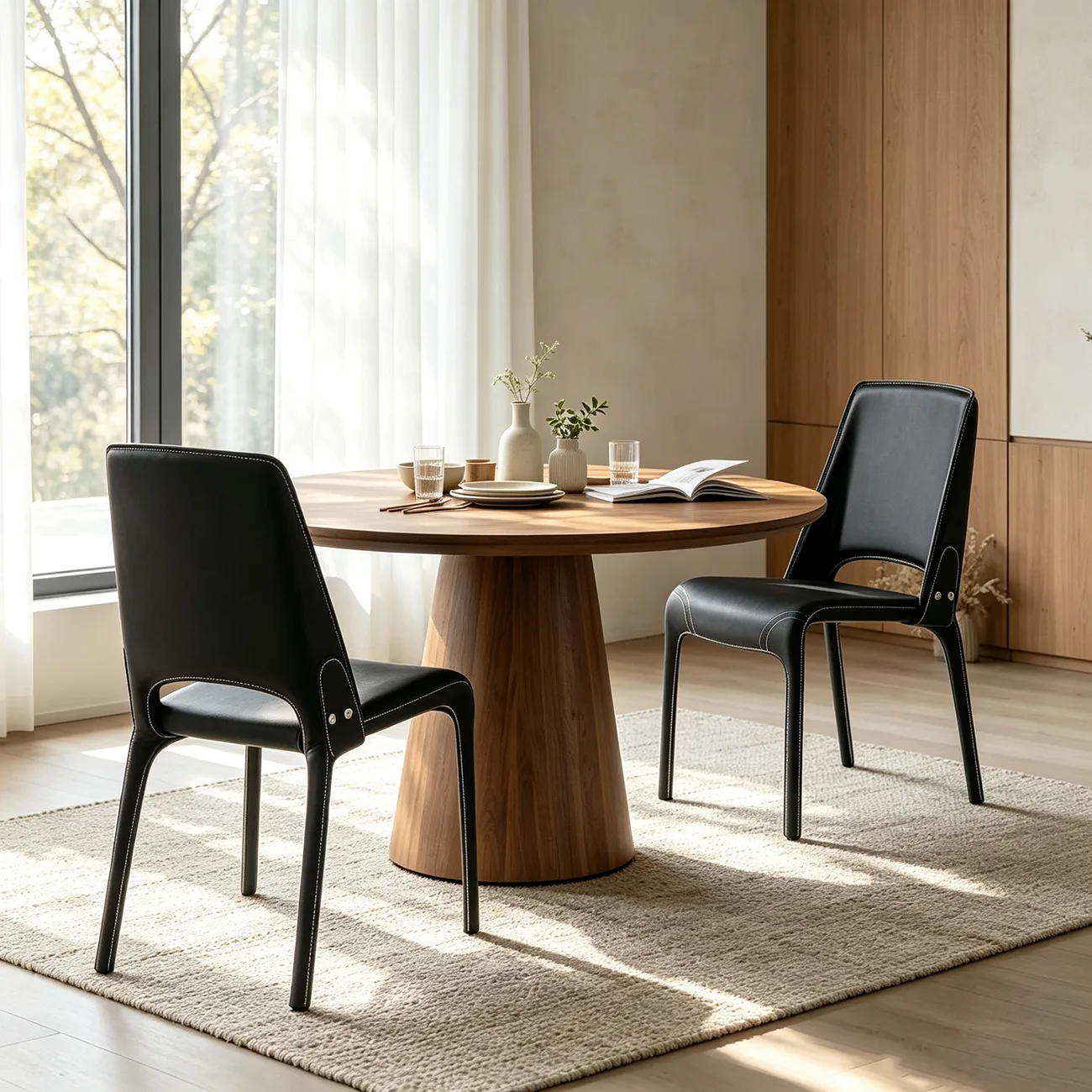 Sleek Modern Open Curved Back Faux Leather Dining Chairs Set Of 2 Image - 12 | homeyfad