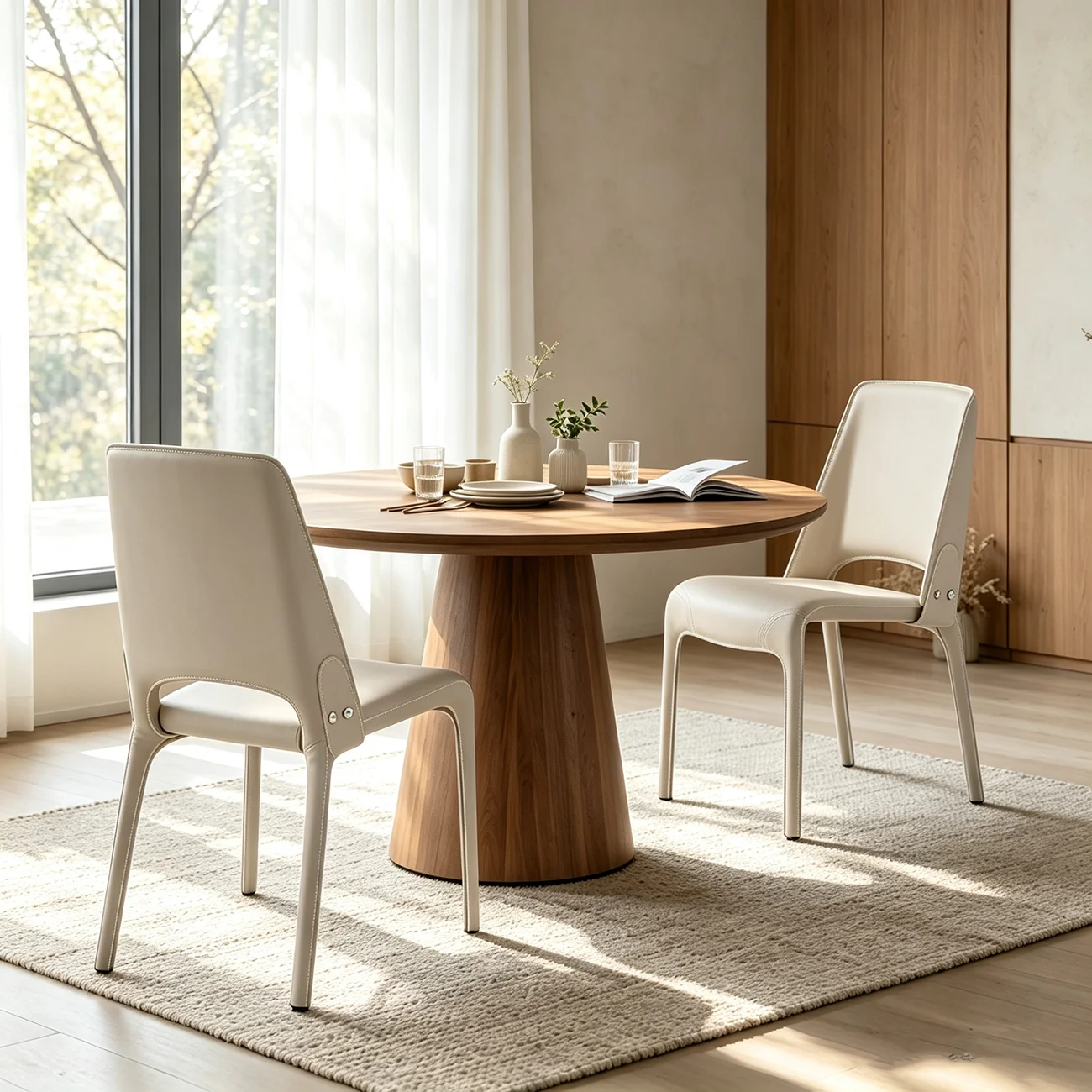 Sleek Modern Open Curved Back Faux Leather Dining Chairs Set Of 2 Image - 13 | homeyfad
