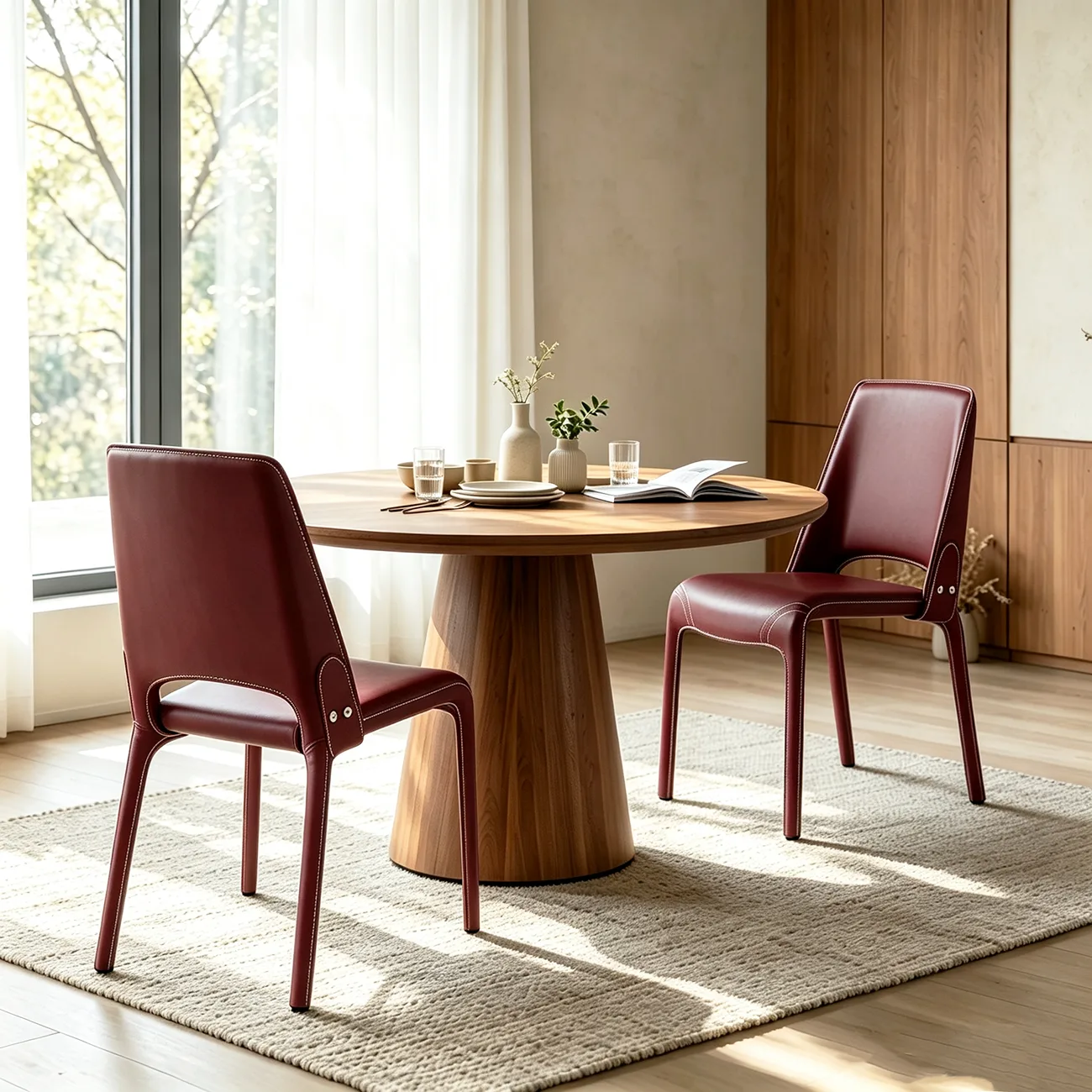 Sleek Modern Open Curved Back Faux Leather Dining Chairs Set Of 2 Image - 14 | homeyfad
