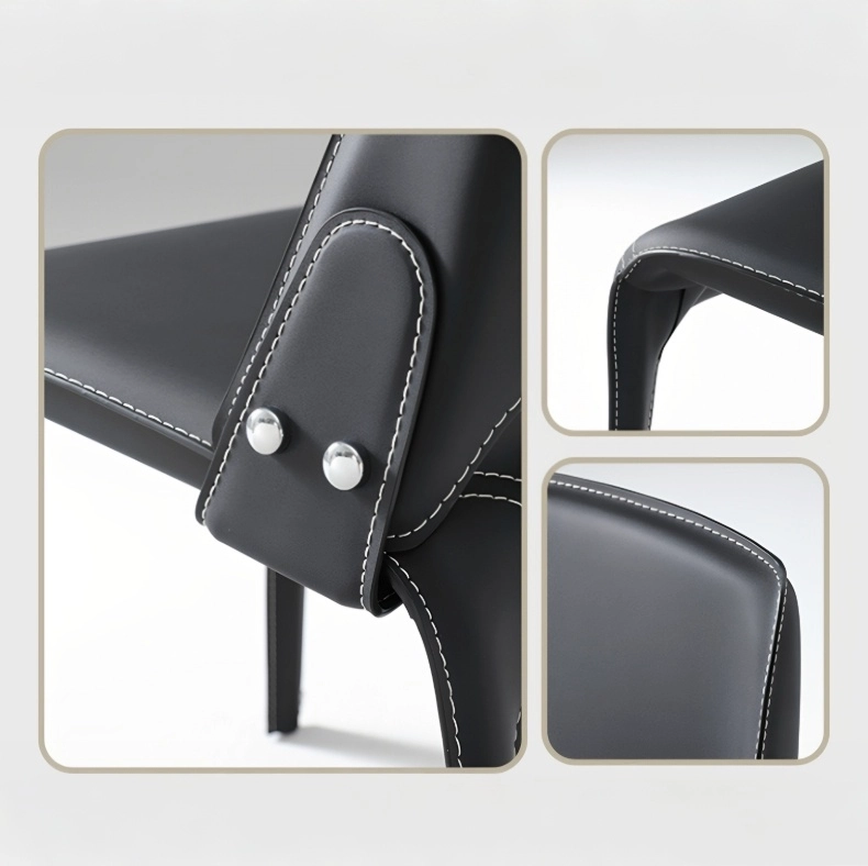 Sleek Modern Open Curved Back Faux Leather Dining Chairs Set Of 2 Image - 7 | homeyfad