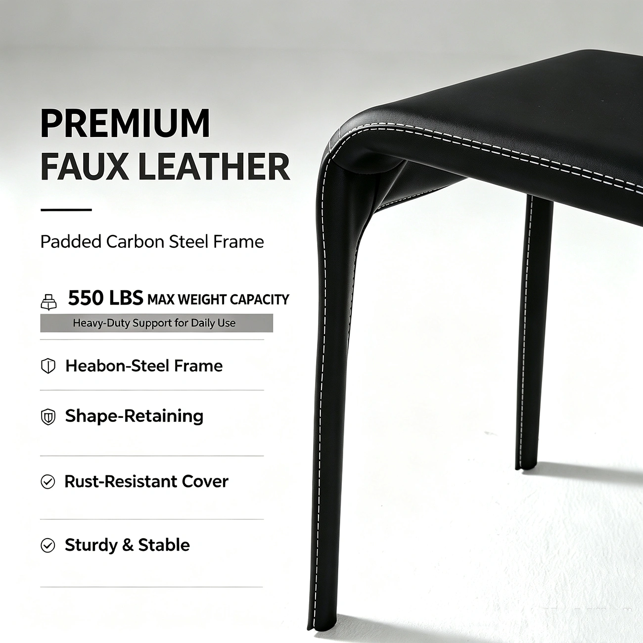 Sleek Modern Open Curved Back Faux Leather Dining Chairs Set Of 2 Image - 3 | homeyfad