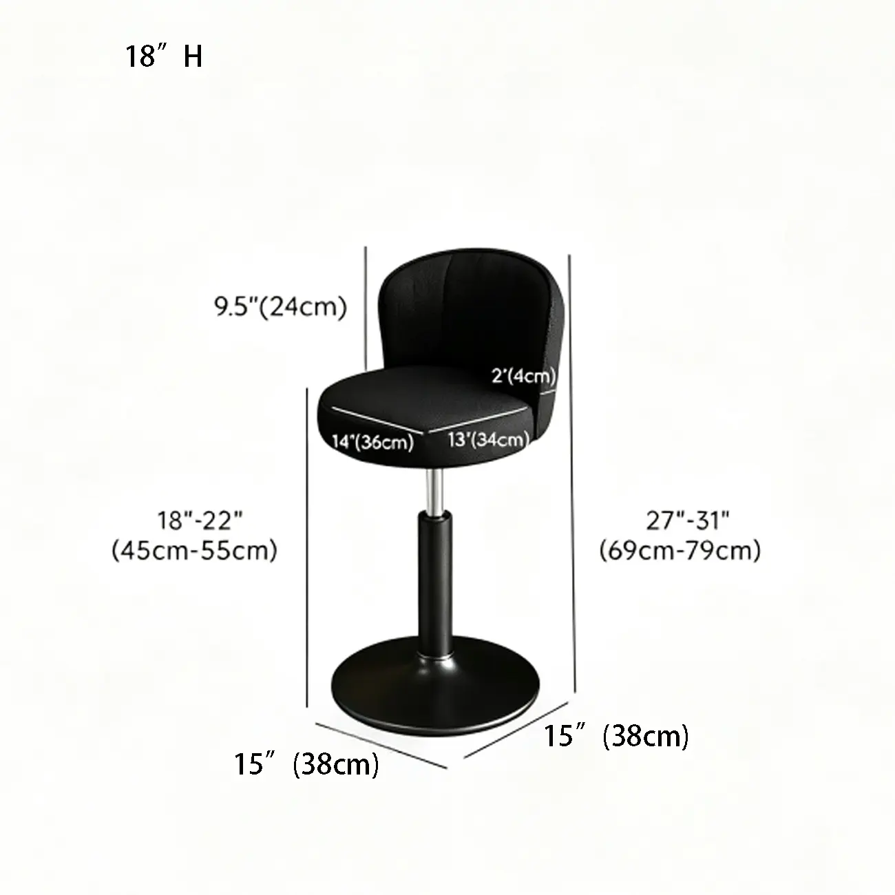 Modern Leather Adjustable Bar Stools with Back #size | homeyfad