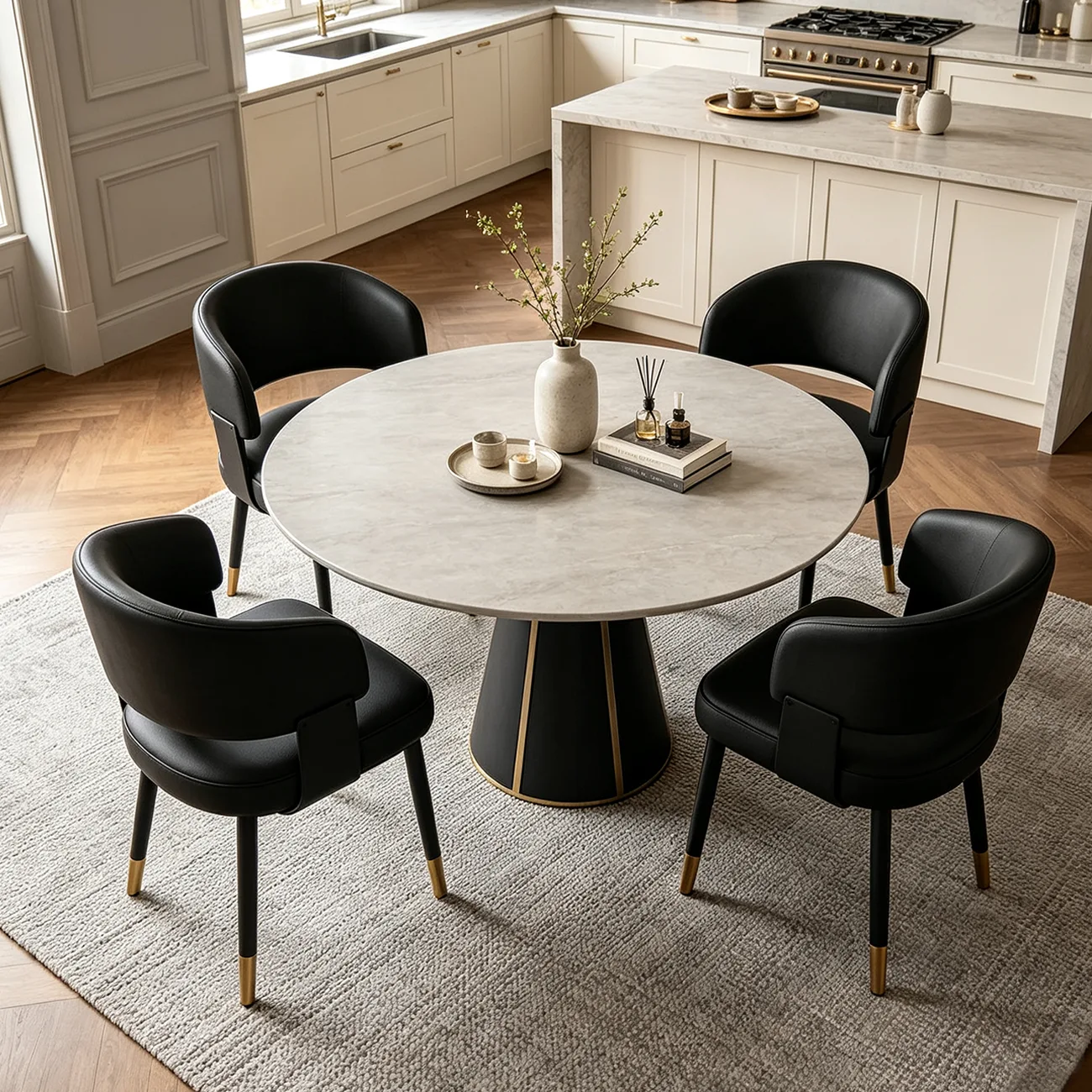 Modern Glam Leather Upholstered Dining Chair Image - 4 | homeyfad