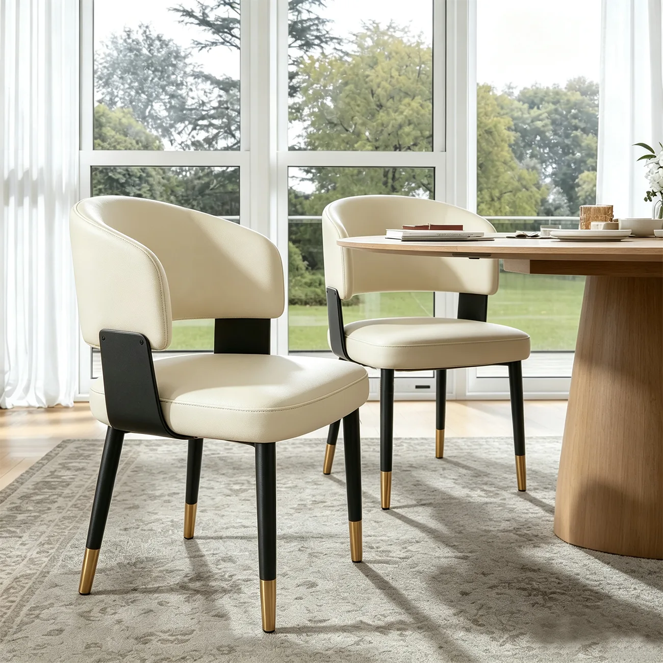 Modern Glam Leather Upholstered Dining Chair Image - 1 | homeyfad