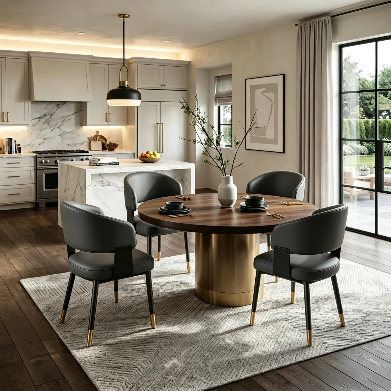 Modern Glam Leather Upholstered Dining Chair Image - 6 | homeyfad