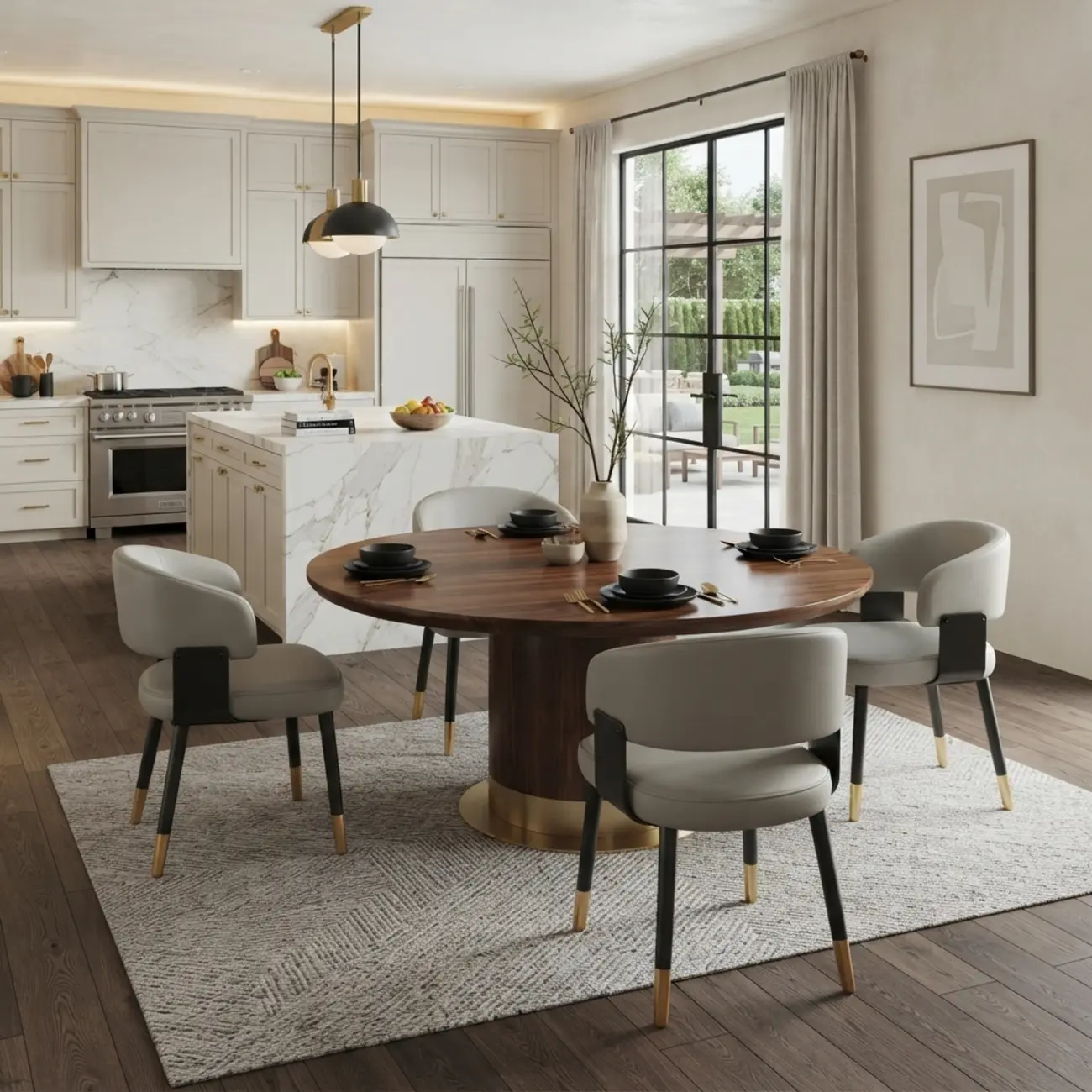 Modern Glam Leather Upholstered Dining Chair Image - 5 | homeyfad