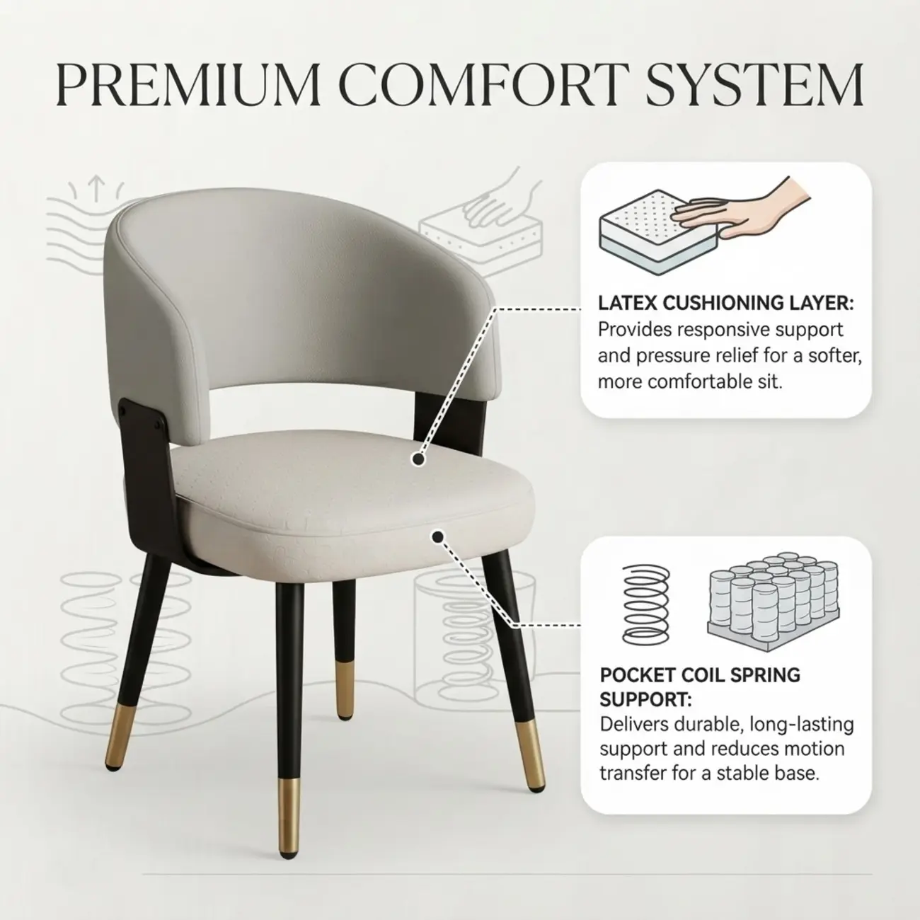 Modern Glam Leather Upholstered Dining Chair Image - 8 | homeyfad