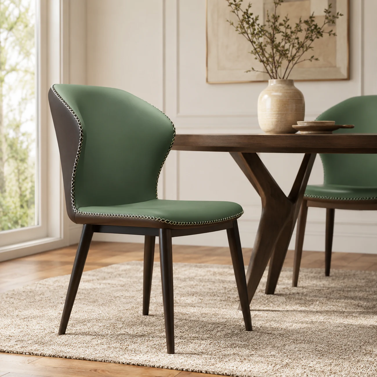 Scandinavian Faux Leather Wingback Dining Chairs Image - 1 | homeyfad
