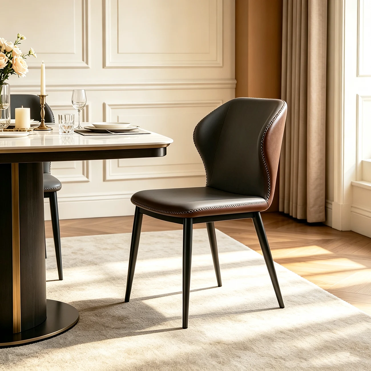 Scandinavian Faux Leather Wingback Dining Chairs Image - 13 | homeyfad