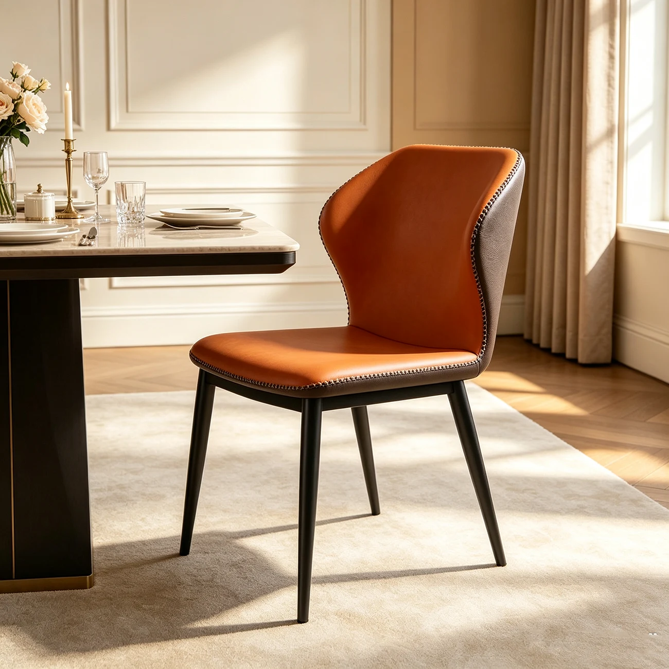 Scandinavian Faux Leather Wingback Dining Chairs Image - 17 | homeyfad