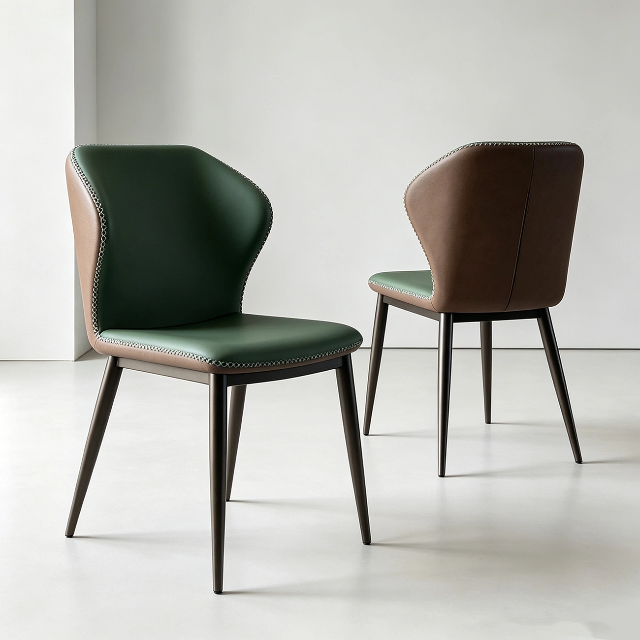 Scandinavian Faux Leather Wingback Dining Chairs Image - 2 | homeyfad