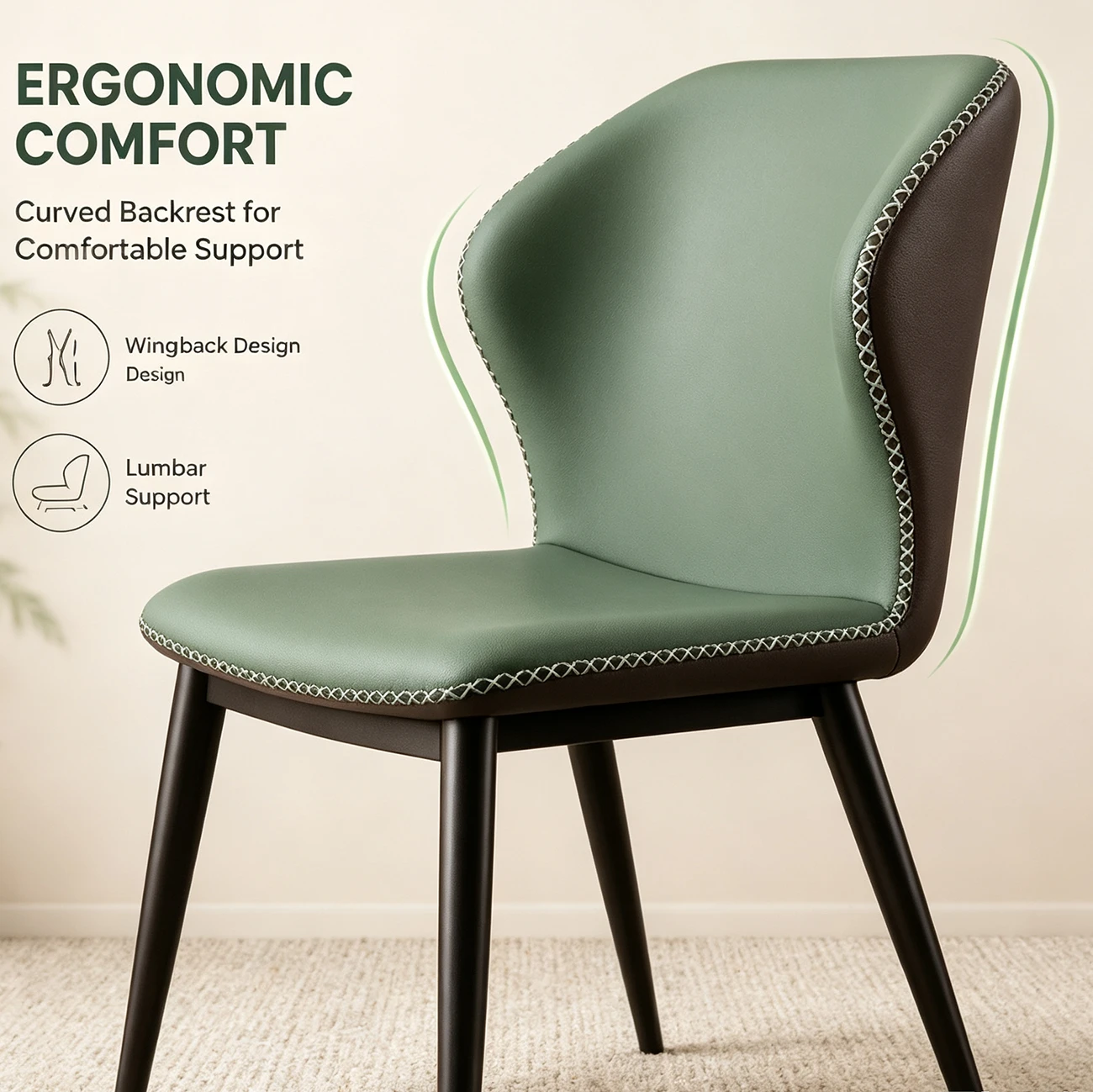 Scandinavian Faux Leather Wingback Dining Chairs Image - 3 | homeyfad