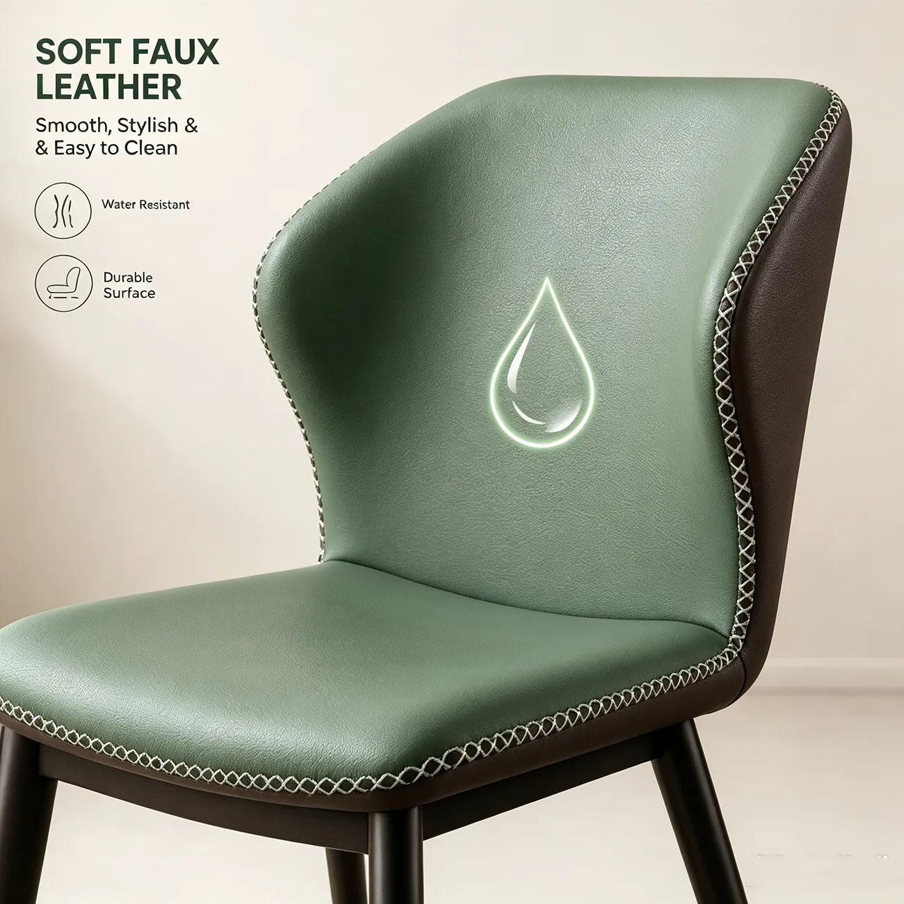 Scandinavian Faux Leather Wingback Dining Chairs Image - 4 | homeyfad