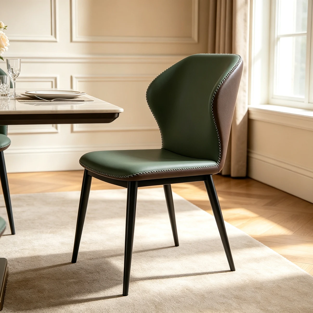 Scandinavian Faux Leather Wingback Dining Chairs Image - 18 | homeyfad