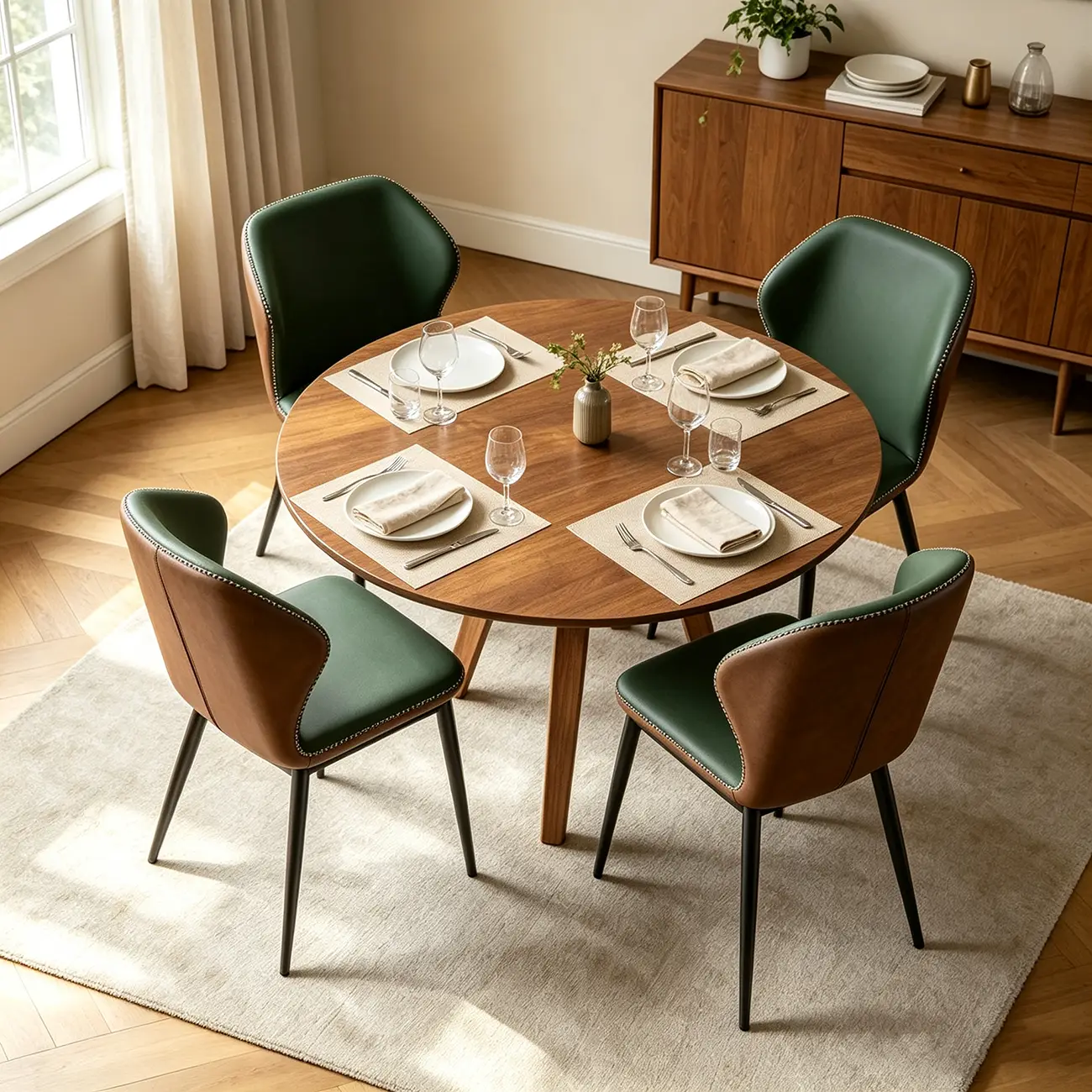 Scandinavian Faux Leather Wingback Dining Chairs Image - 9 | homeyfad