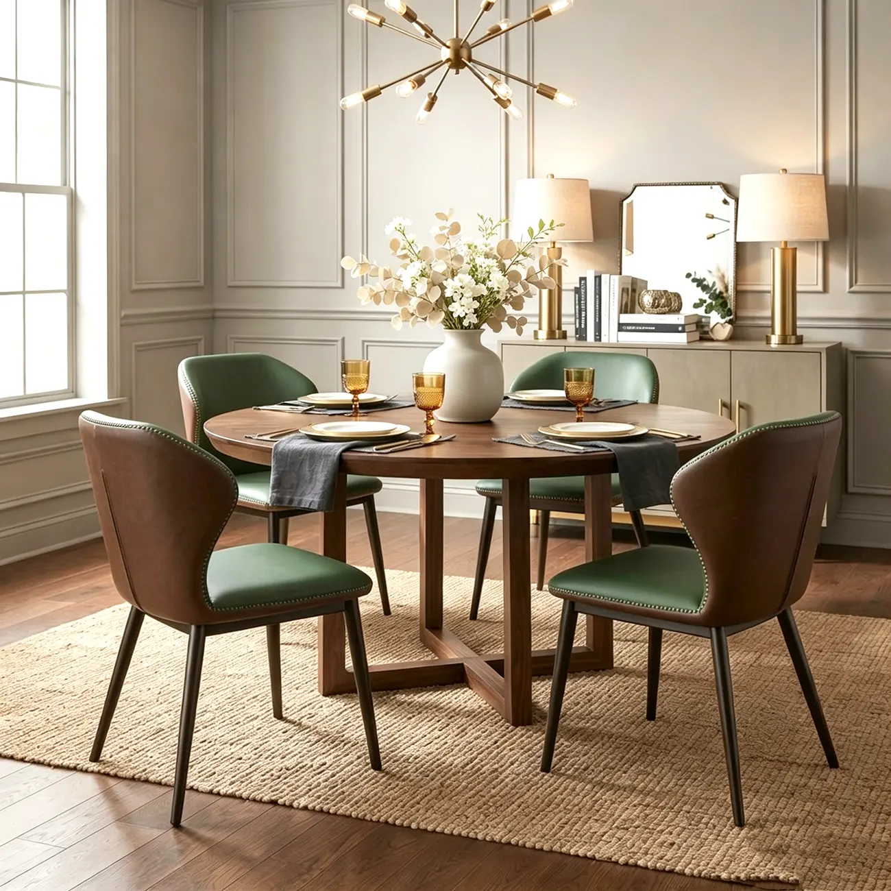 Scandinavian Faux Leather Wingback Dining Chairs Image - 7 | homeyfad