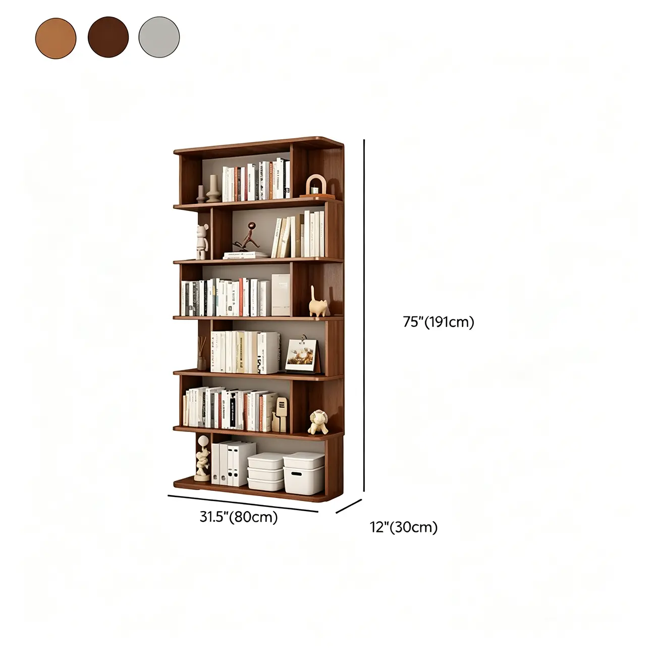 Mid-Century Vertical Walnut Wood Bookcase Open Back Image - 6 | homeyfad