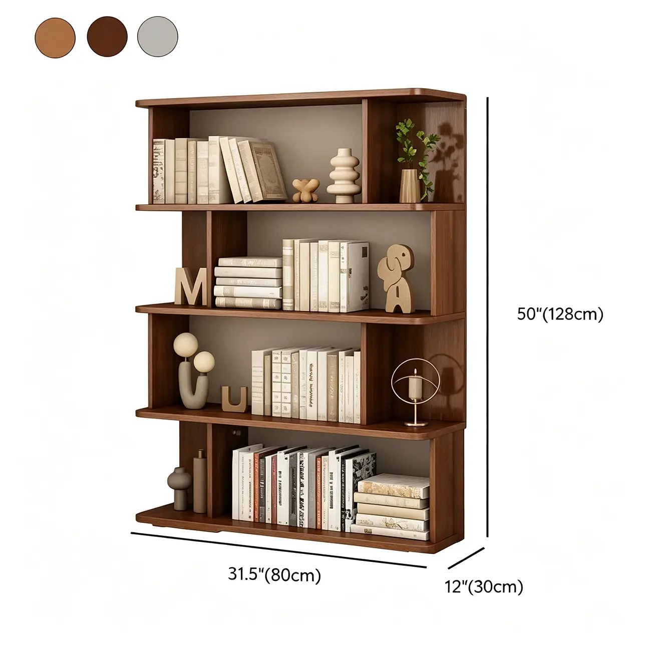 Mid-Century Vertical Walnut Wood Bookcase Open Back Image - 7 | homeyfad