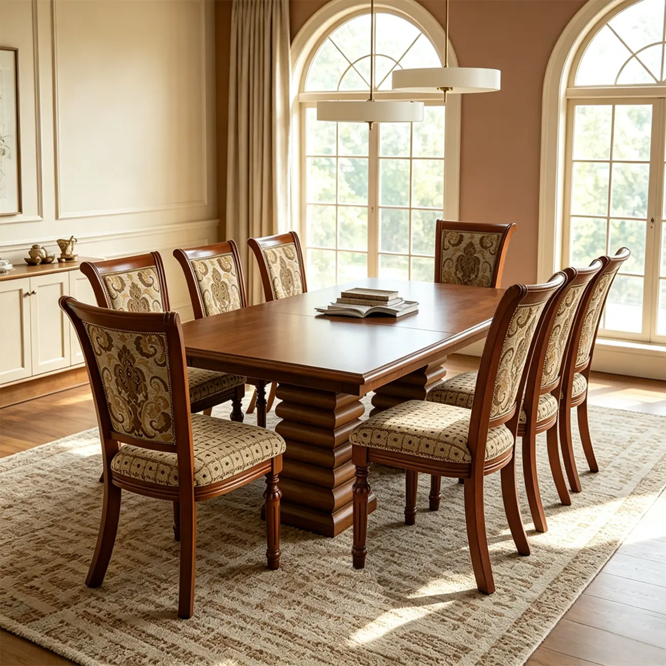 American Vintage Carved Solid Wood Dining Chair with Upholstered Backrest Image - 3 | homeyfad