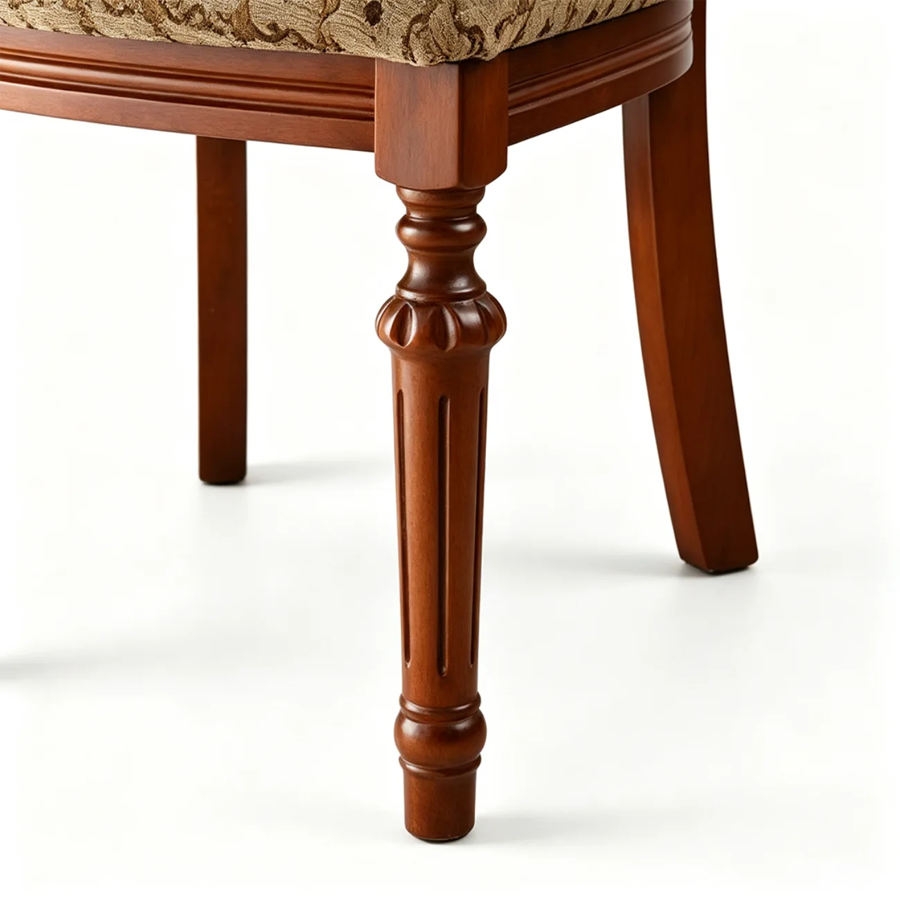 American Vintage Carved Solid Wood Dining Chair with Upholstered Backrest Image - 10 | homeyfad