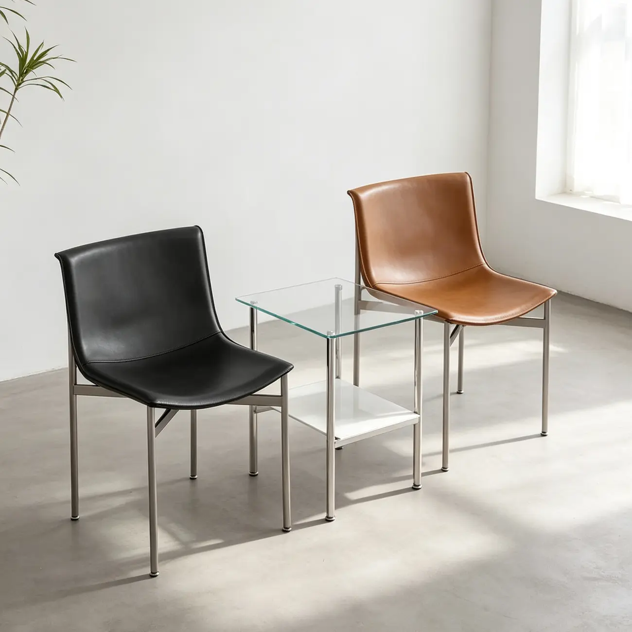 Comfortable Saddle-style Faux Leather Armless Dining Chairs Set Of 2 Image - 12 | homeyfad