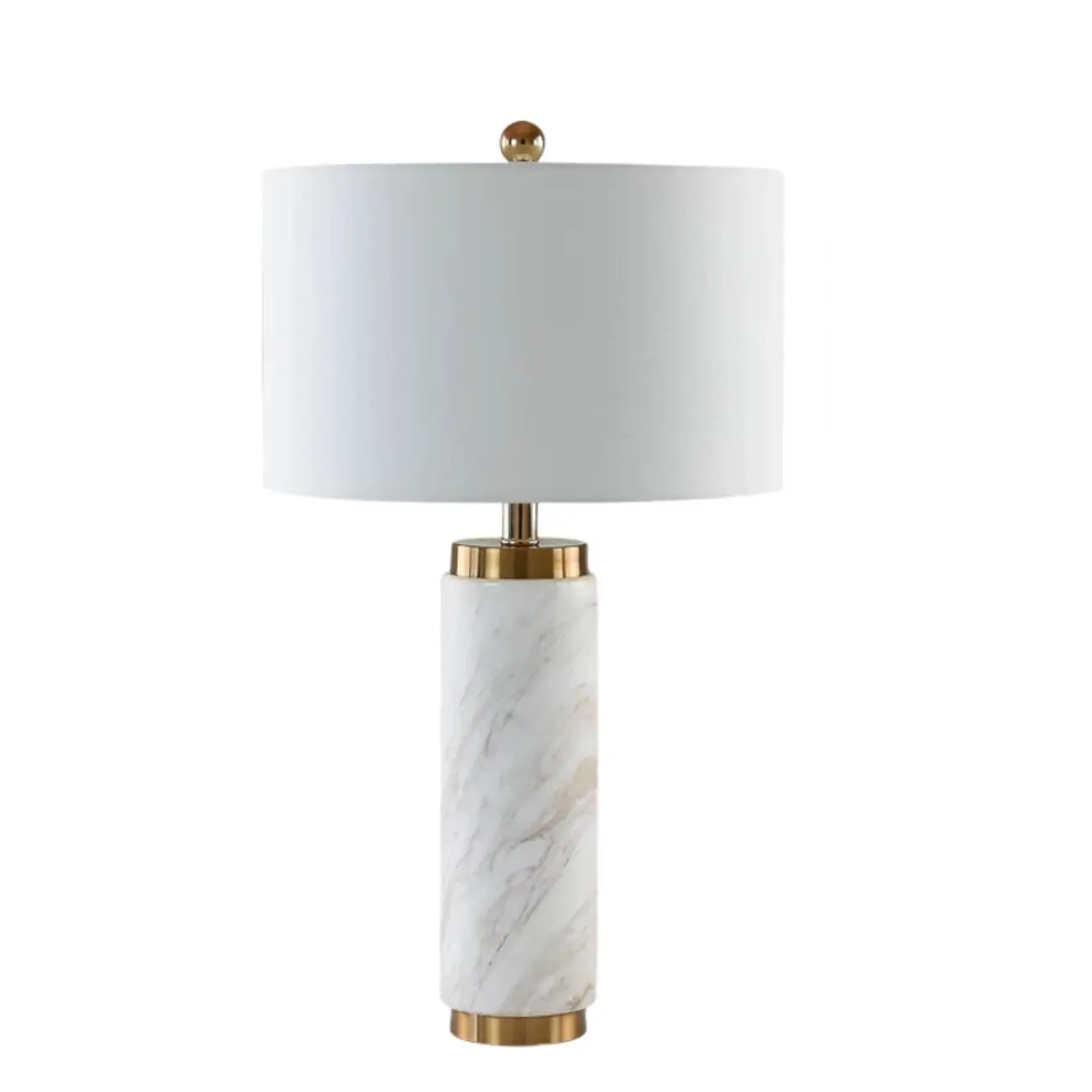 Elegant Modern Marble White Table Lamp with Gold Accents Image - 2 | homeyfad