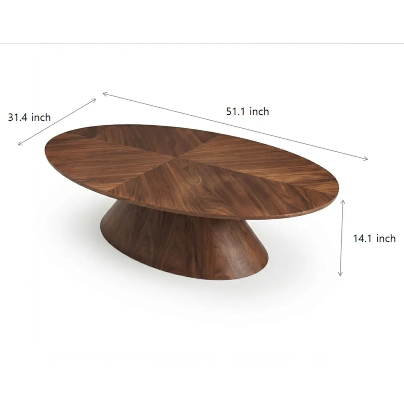 Mid Century Modern Oval Walnut Solid Wood Coffee Table #size | homeyfad