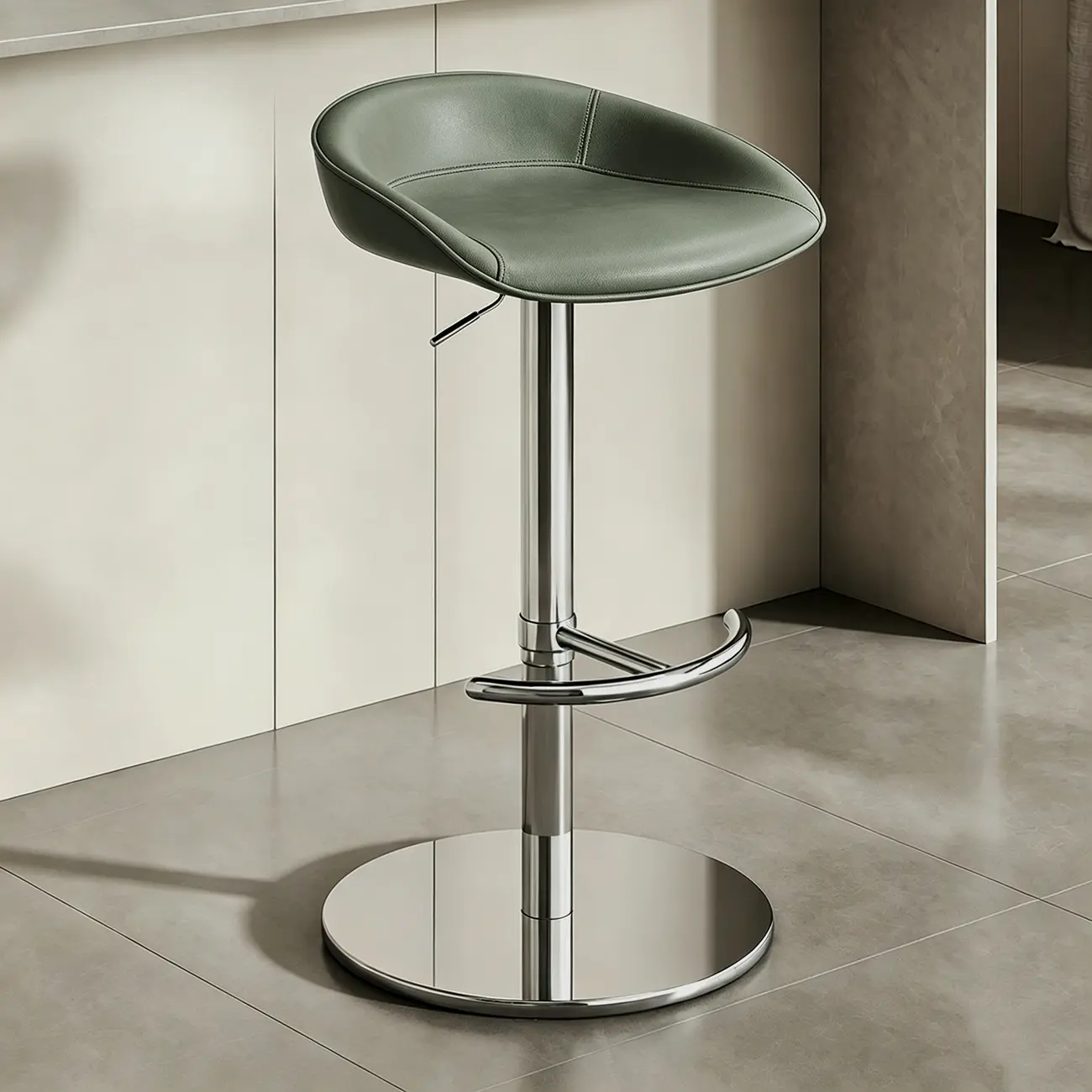 Industrial Modern Pedestal Leather Bar Stools Image - 6 | homeyfad