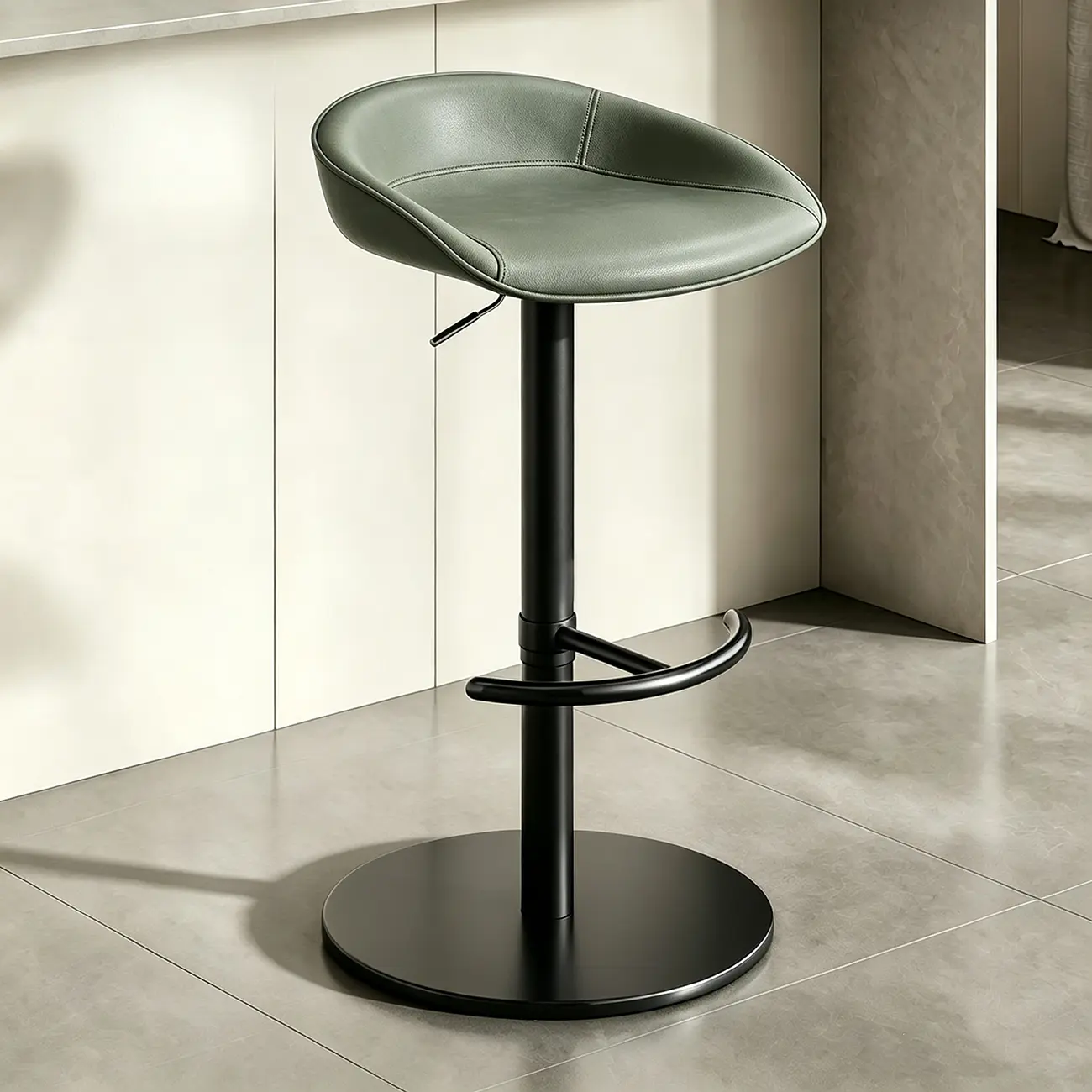 Industrial Modern Pedestal Leather Bar Stools Image - 15 | homeyfad