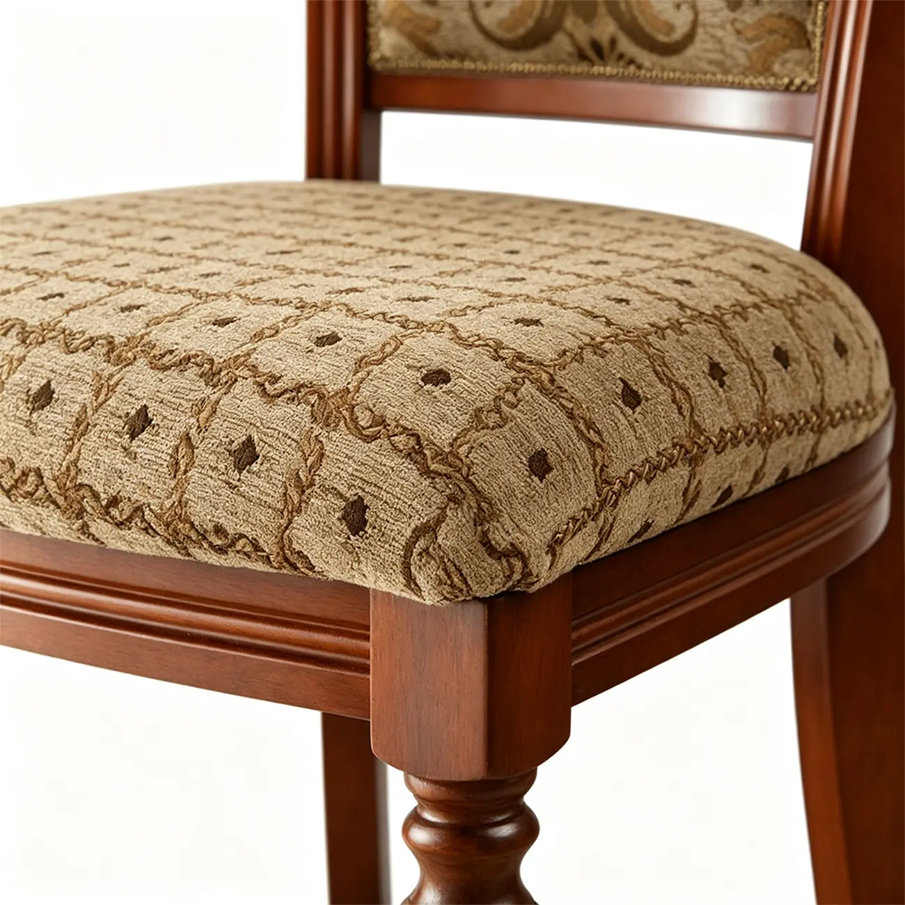 American Vintage Carved Solid Wood Dining Chair with Upholstered Backrest Image - 9 | homeyfad