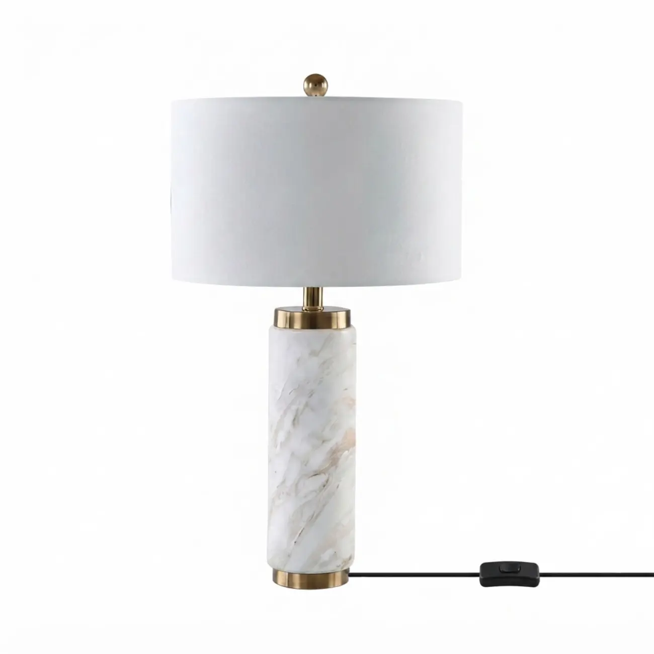 Elegant Modern Marble White Table Lamp with Gold Accents Image - 12 | homeyfad