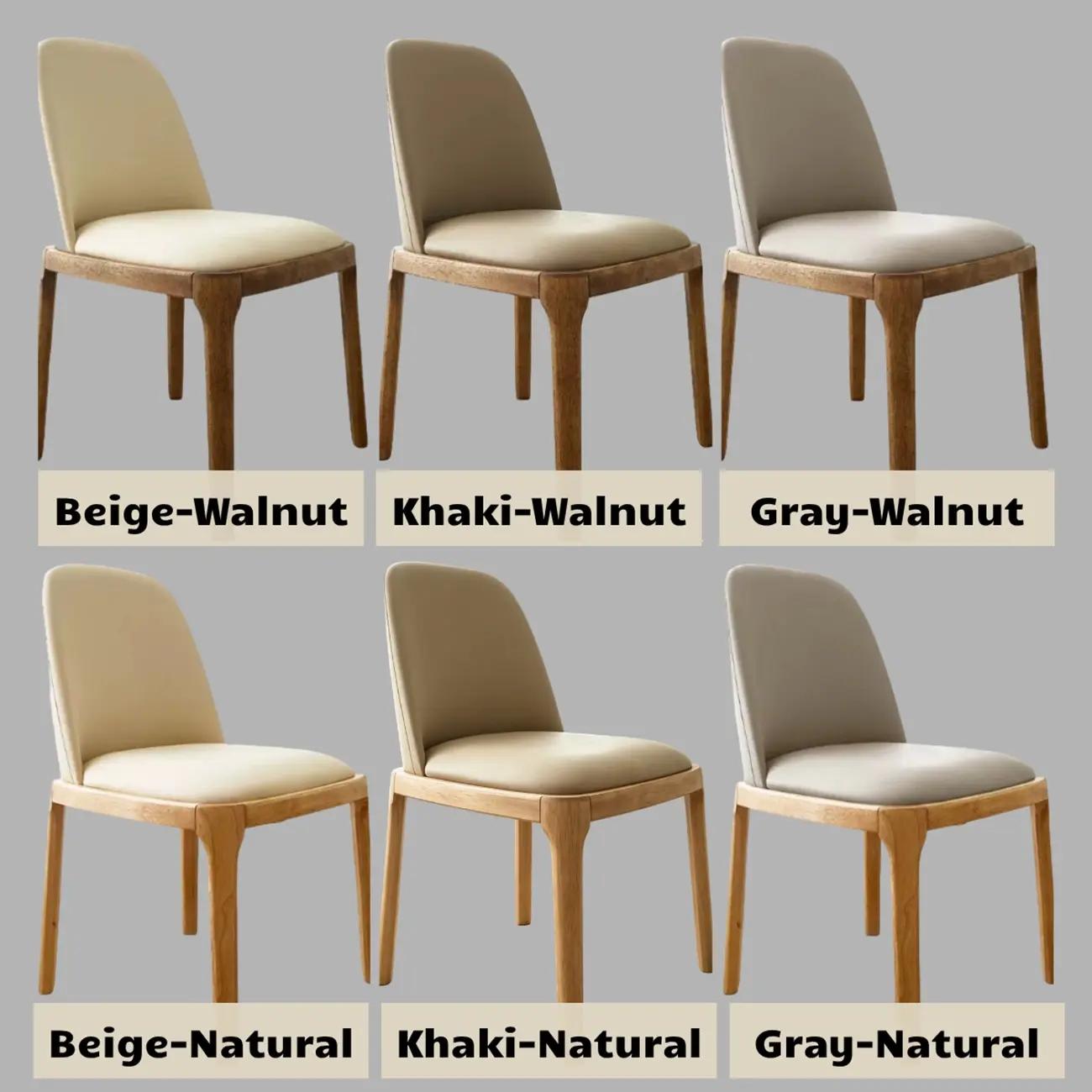 Cream Wood Faux Leather Solid Back Dining Chair Image - 7 | homeyfad