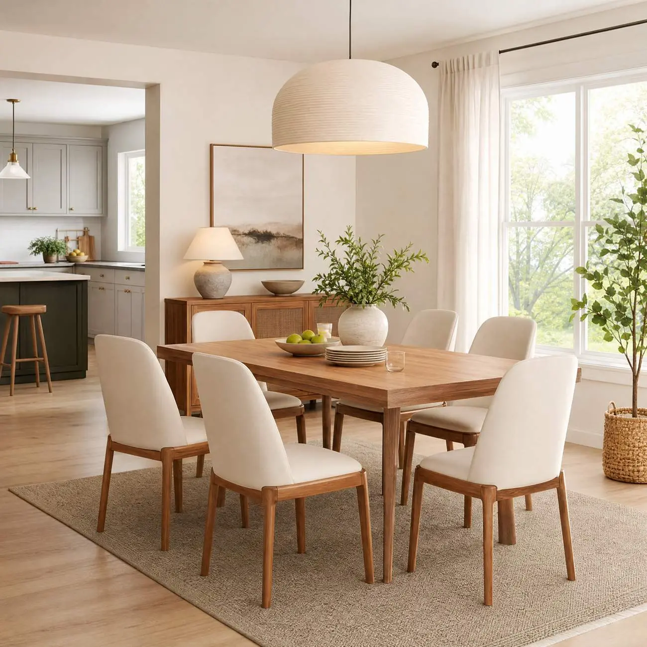 Cream Wood Faux Leather Solid Back Dining Chair Image - 2 | homeyfad