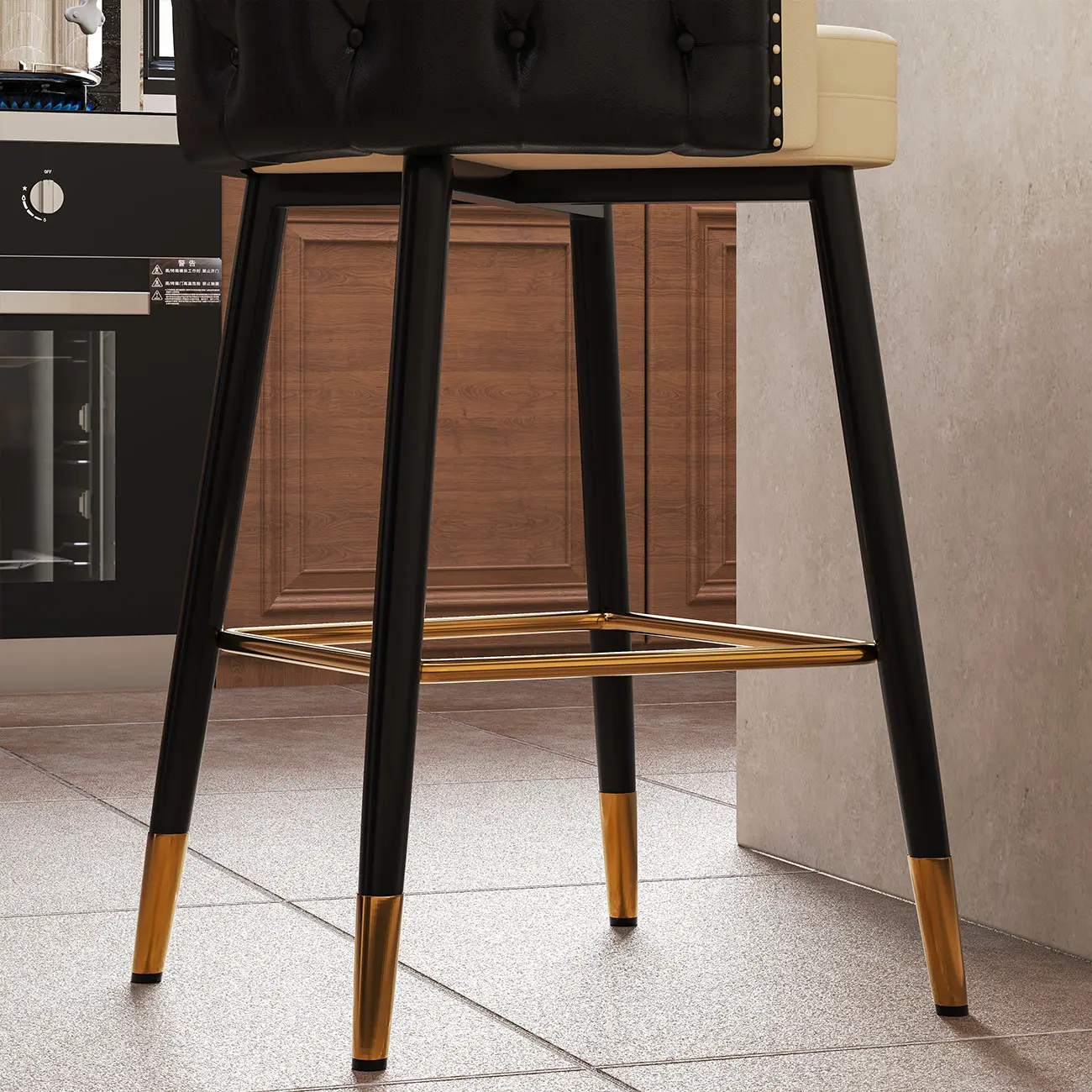 Mid-century Modern Upholstered Tufted Back Tuxedo Counter Stools Image - 12 | homeyfad