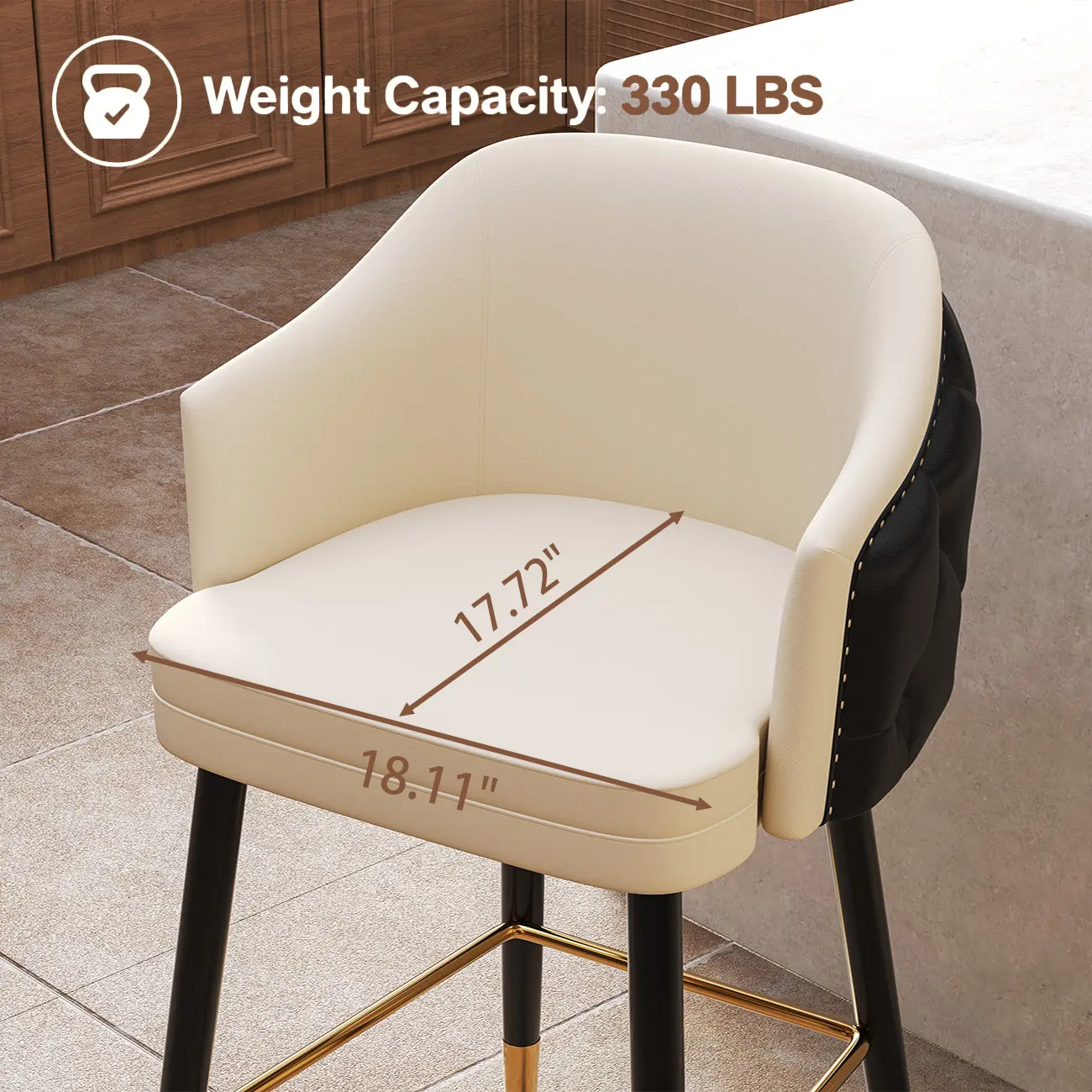 Mid-century Modern Upholstered Tufted Back Tuxedo Counter Stools Image - 10 | homeyfad