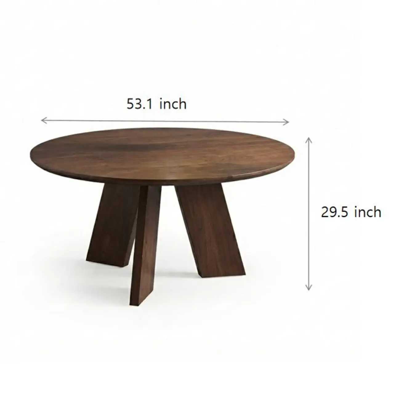 53" Modern Solid Wood Round Dining Table Three-leg Base #size | homeyfad