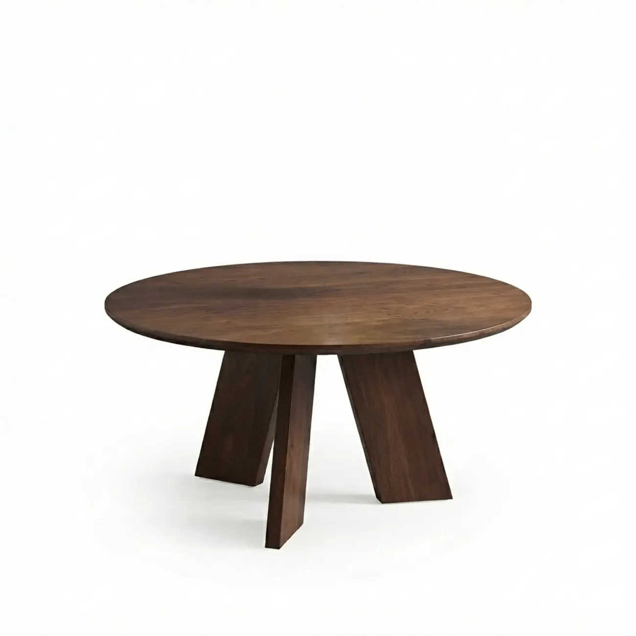 53" Modern Solid Wood Round Dining Table Three-leg Base Image - 2 | homeyfad