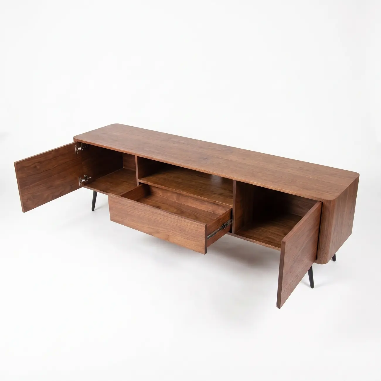 70.8"L Pre-assembled Wood Veneer Media Console With Storage Cabinets Image - 16 | homeyfad