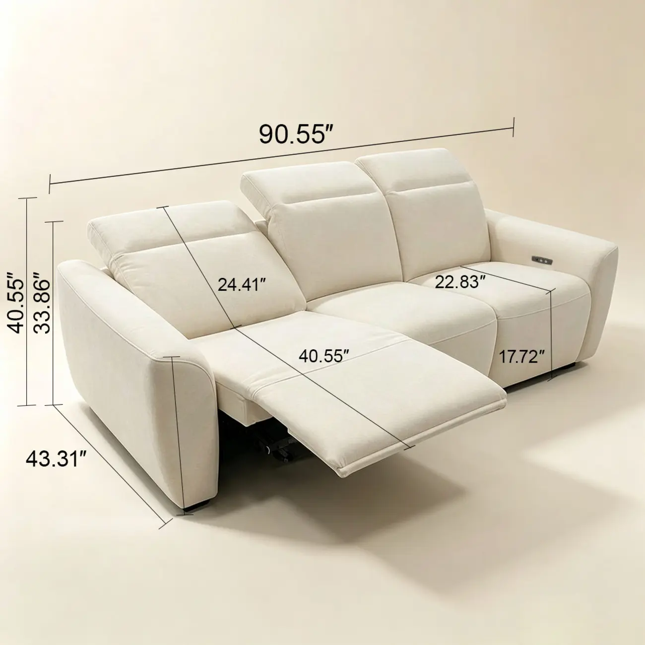 Modern Hovena Power Reclining Sofa with Adjustable Headrests Image - 15 | homeyfad