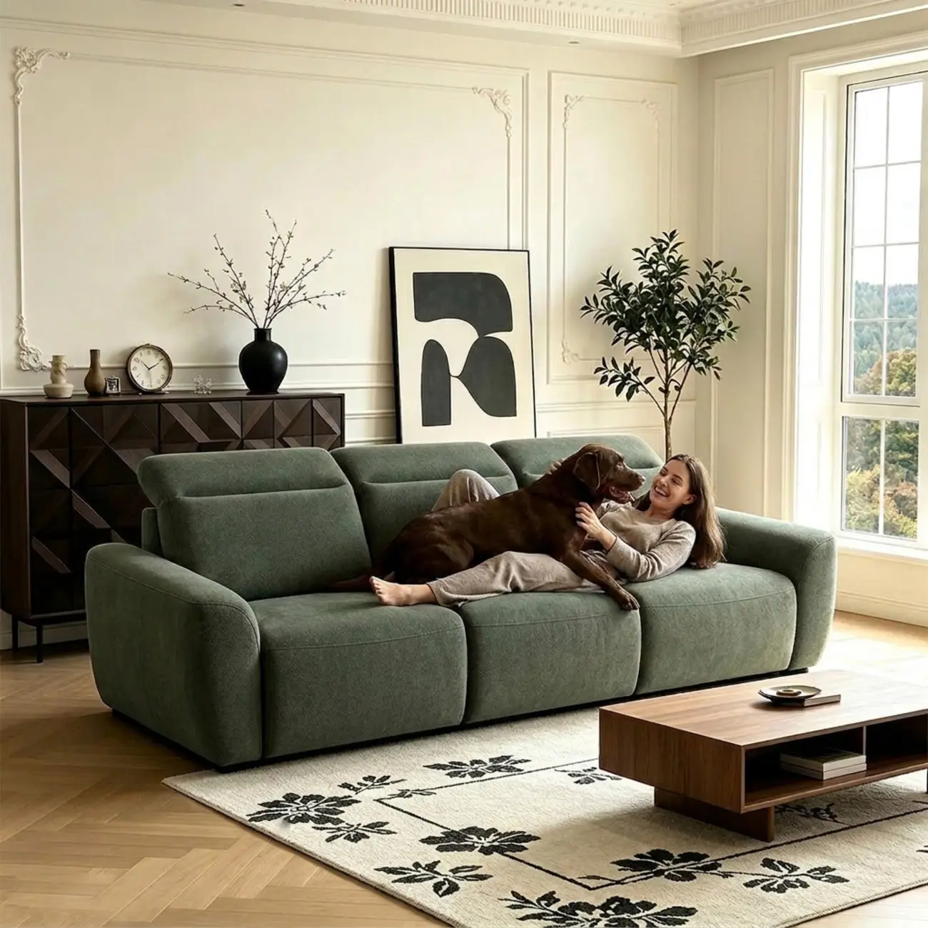 Modern Hovena Power Reclining Sofa with Adjustable Headrests Image - 3 | homeyfad
