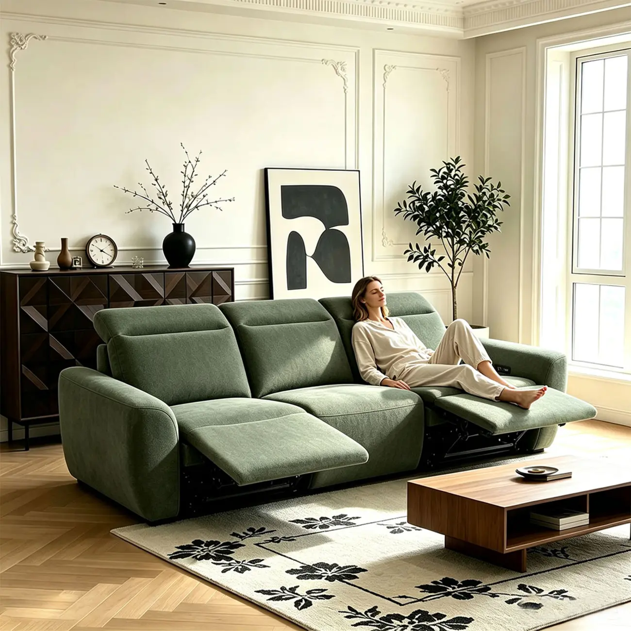 Modern Hovena Power Reclining Sofa with Adjustable Headrests Image - 1 | homeyfad