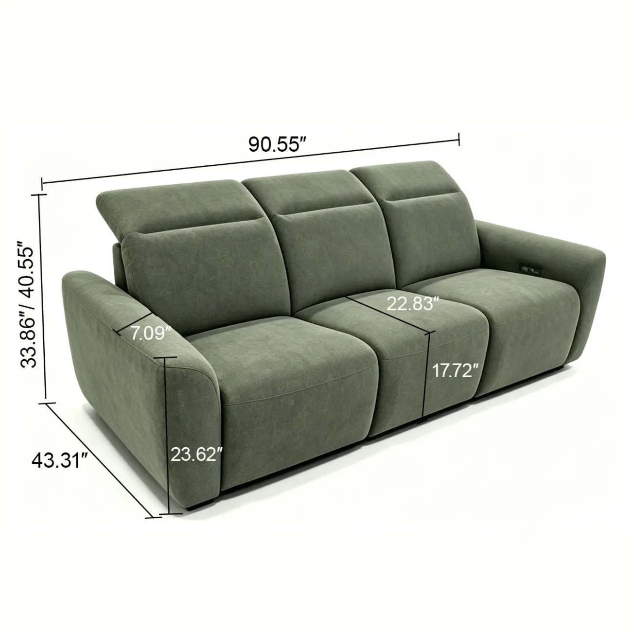 Modern Hovena Power Reclining Sofa with Adjustable Headrests Image - 14 | homeyfad